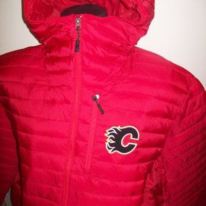 CALGARY FLAMES Hooded Full Zip Puffer Jacket 2X